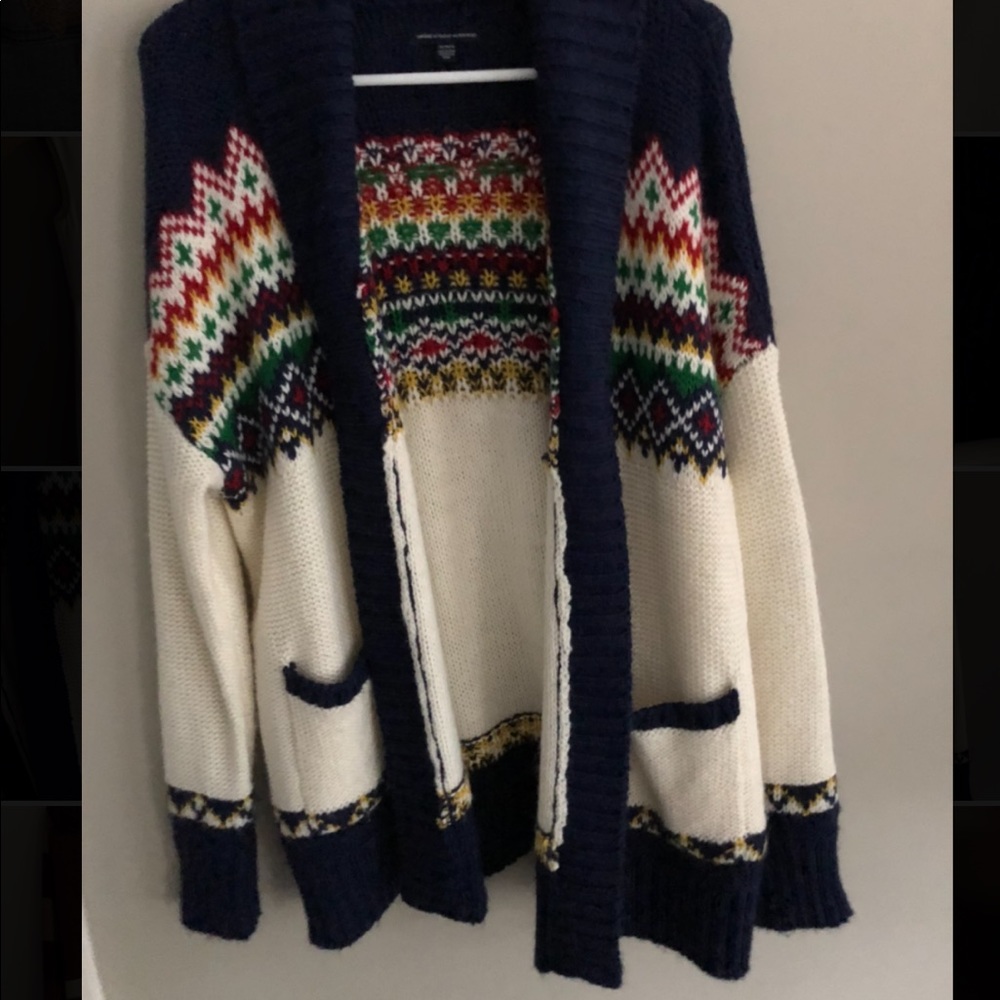 American Eagle Wool Blend Fair Isle Cardigan